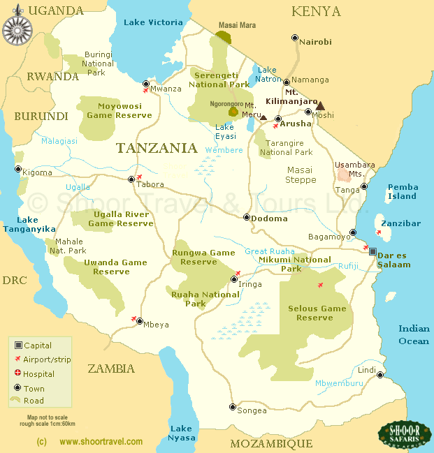 tanzania national park map
